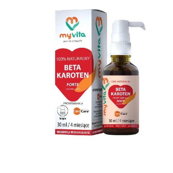 MyVita beta karoten forte prowitamina A krople 30 ml  cena 39,99zł