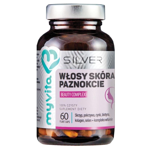 MyVita silver pro complex włosy skóra paznokcie 60 kapsułek cena 12,66$