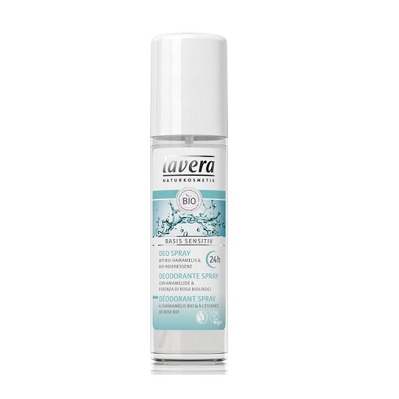 Lavera basis sensitiv dezodorant w sprayu z bio-oczarem i bio-różą 75 ml cena 33,35zł