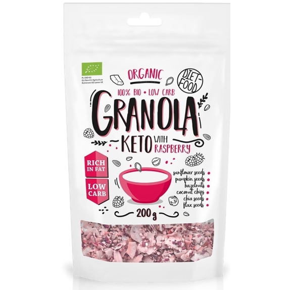 Keto granola z malinami 200 g BIO Diet Food cena €4,70