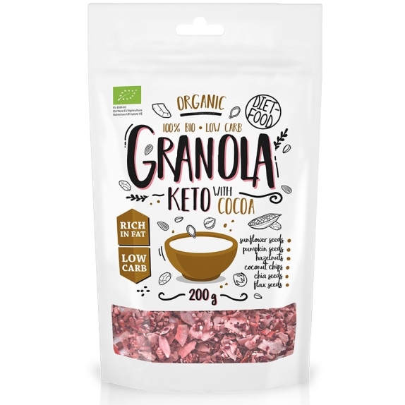 Keto granola z kakao i olejkiem pomarańczowym 200 g BIO Diet Food KWIETNIOWA PROMOCJA! cena 18,15zł