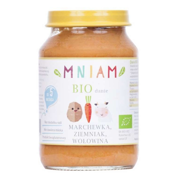 Danie marchewka-ziemniak-wołowina od 5 miesiąca 190 g BIO Mniam cena 5,39zł