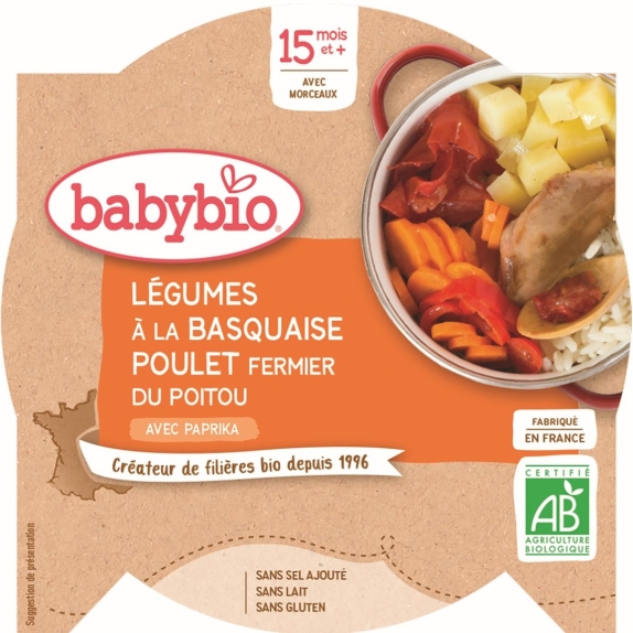 Danie warzywa basquaise z kurczakiem od 15 miesiąca bezglutenowe 260 g BIO Babybio cena €3,22