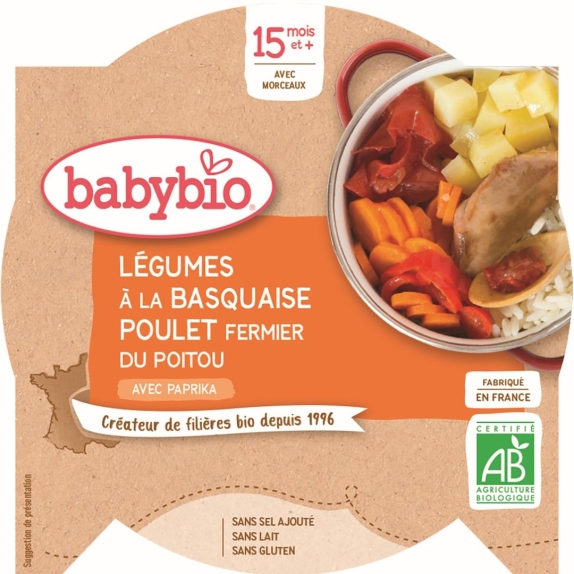 Danie warzywa basquaise z kurczakiem od 15 miesiąca bezglutenowe 260 g BIO Babybio cena 13,55zł