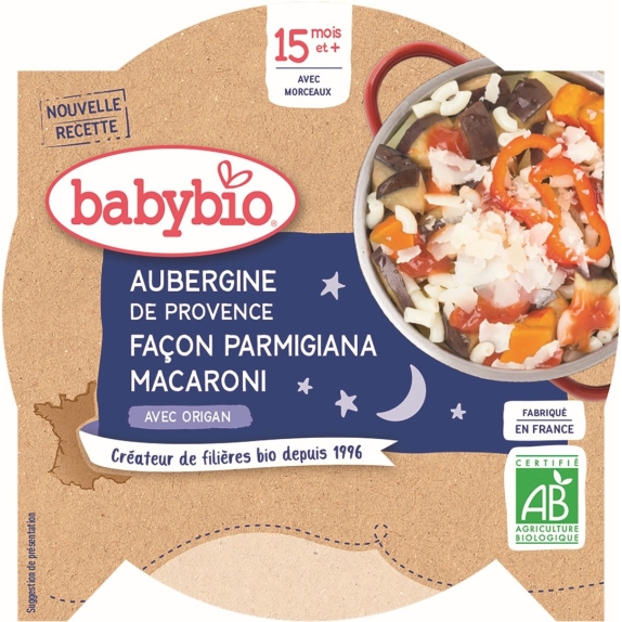 Danie na dobranoc bakłażan parmigiana z makaronem od 15 miesiąca 260 g BIO Babybio cena 11,54zł