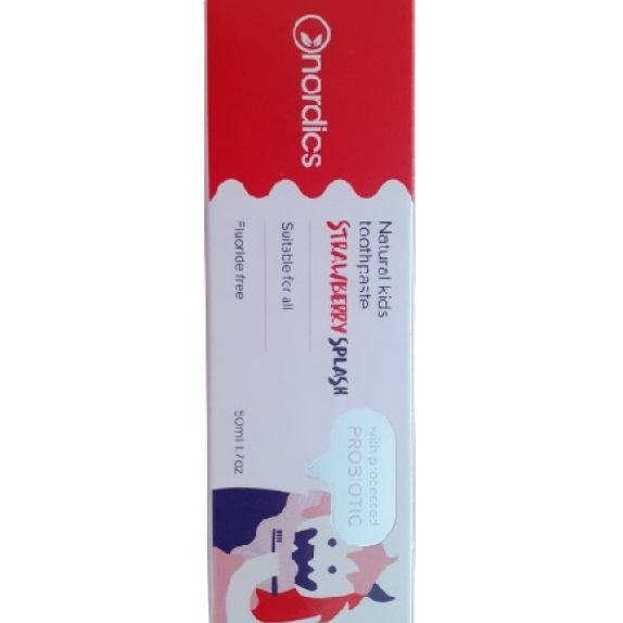Nordics pasta do zębów bez fluoru dla dziecio smaku truskawkowym 50 ml  cena 11,29zł