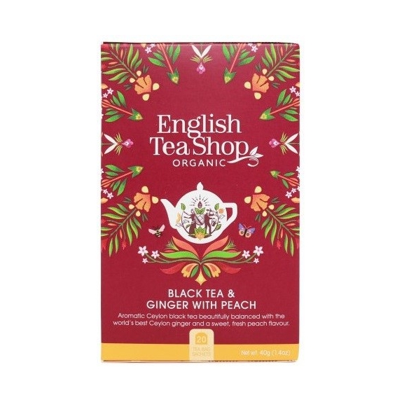 Herbata czarna z imbirem i brzoskwinią 20 saszetek x 2g (40 g) BIO English tea cena 14,99zł