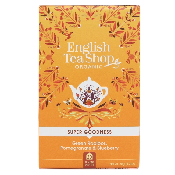 Herbata zielona z rooibos, granatem i jagodą 20 saszetek x 1,75g (35 g) BIO English tea cena 13,29zł