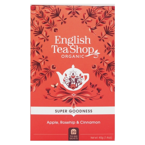 Herbata z hibiskusa z owocem dzikiej róży, jabłkiem, cynamonem i miętą 20x2g (40g) BIO English tea cena 13,79zł