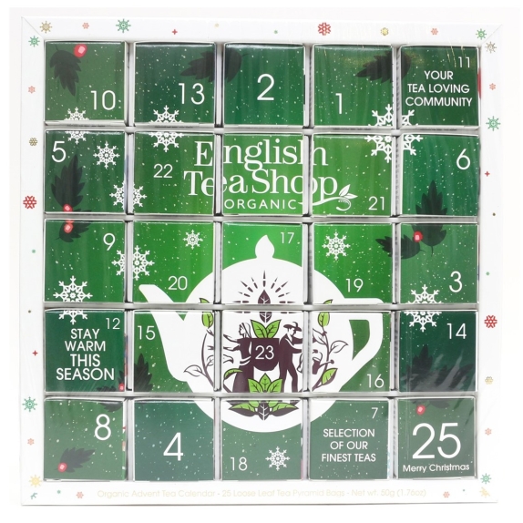 Zestaw herbatek Kalendarz Adwentowy zielony 25 saszetek x 2g (50g) BIO English tea cena 14,71$