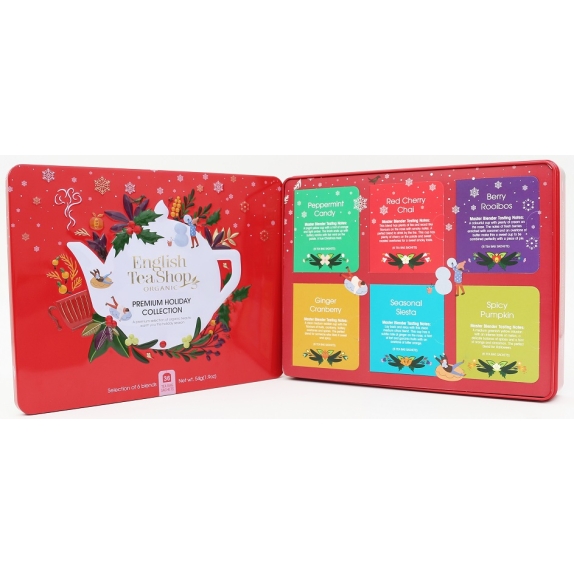 Zestaw herbatek premium holiday collection w ozdobnej czerwonej puszce 36 sasz BIO English tea cena 54,99zł