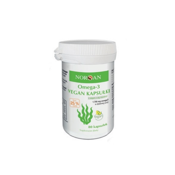 Norsan Omega-3 Vegan (1700 mg) 80 kapsułek cena 34,83$