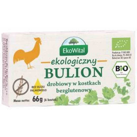 Bulion drobiowy w kostkach bez oleju palmowego bezglutenowy 66 g BIO Eko-Wital cena 1,61$