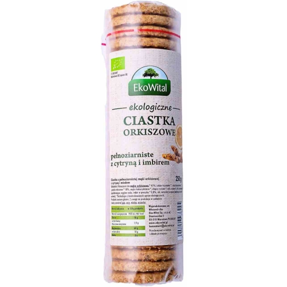 Ciastka orkiszowe pełnoziarniste z cytryną i imbirem 250 g BIO Eko-Wital cena 9,89zł