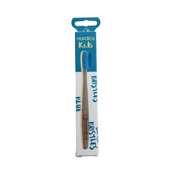 Nordics Szczoteczka do zębów dla dzieci bambusowa miękka - niebieskie włosie 1 sztuka cena 1,82$