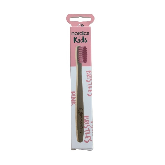 Nordics szczoteczka do zębów dla dzieci bambusowa miękka - różowe włosie 1 sztuka cena 8,00zł