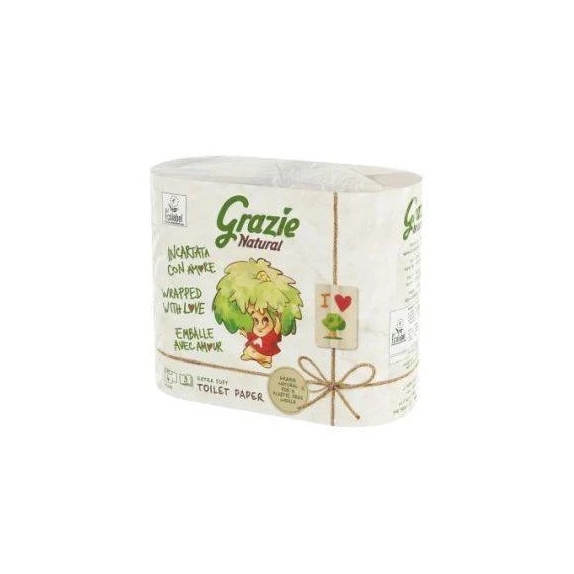 Papier toaletowy 3 warstwy, 4 rolki, 270 listków Grazie cena €3,60