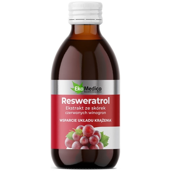 Resweratrol ekstrakt ze skórek czerwonych winogron 250 ml EkaMedica cena 23,59zł
