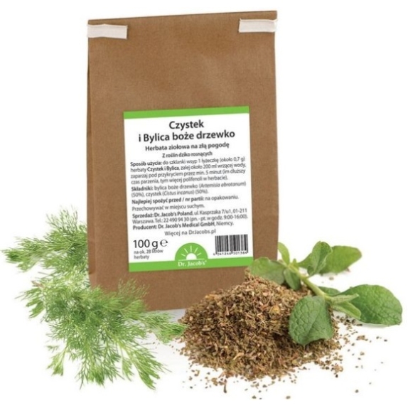 Dr Jacobs Czystek + Bylica boże drzewko herbata ziołowa 100g cena 39,90zł