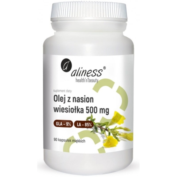 Aliness olej z nasion wiesiołka 500 mg GLA 9% LA 85% 90 kapsułek cena €7,90