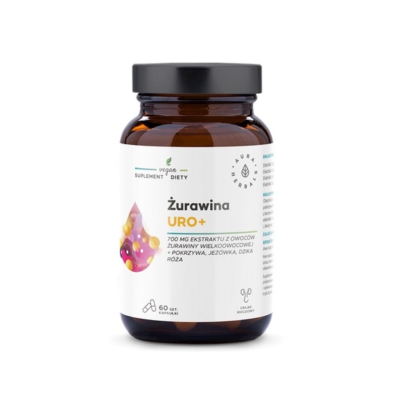 Aura Herbals Żurawina URO+  60 kapsułek cena €7,12