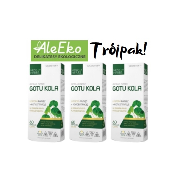 Gotu Kola wyciąg 520 mg 60 kapsułek x 3 Medica Herbs 3Pak cena €14,70