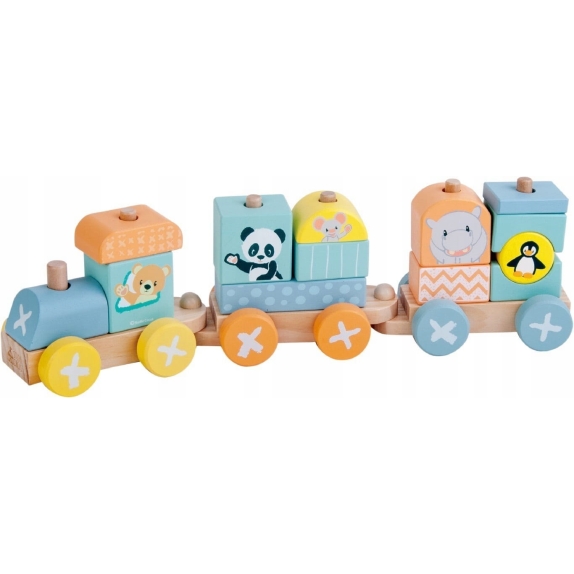 Zabawka drewniana lokomotywa dla dzieci od 18 miesiąca życia Sun Baby cena 51,05zł