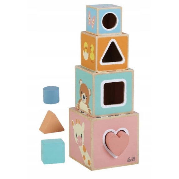 Kostki drewniane sortery 4 sztuki dla dzieci od 12 miesiąca życia Sun Baby cena 33,59zł