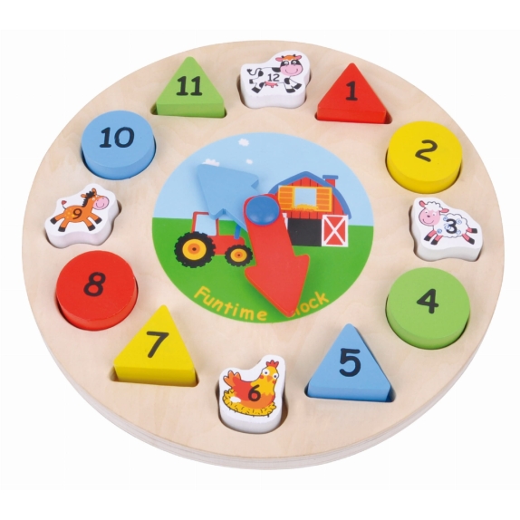 Puzzle drewniane zegar dla dzieci od 3 roku życia Sun Baby cena 36,15zł