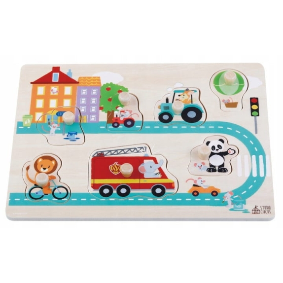 Zabawka puzzle drewniane ulica (circus city) dla dzieci od 12 miesiąca życia Sun Baby cena €3,96