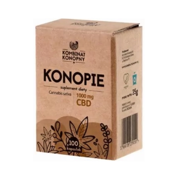 Konopie w kapsułkach CBD 1000mg 100 kapsułek Kombinat Konopny cena 47,99zł