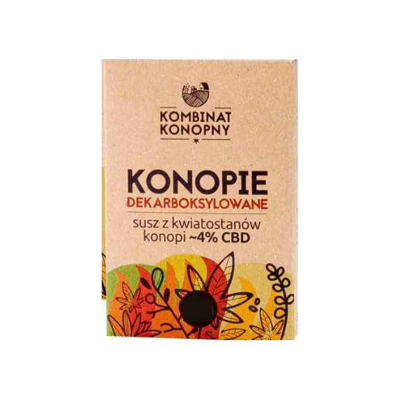 Konopie dekarboksylowane – susz z kwiatostanów konopi 4% CBD 50 g Kombinat Konopny PROMOCJA cena 36,99zł