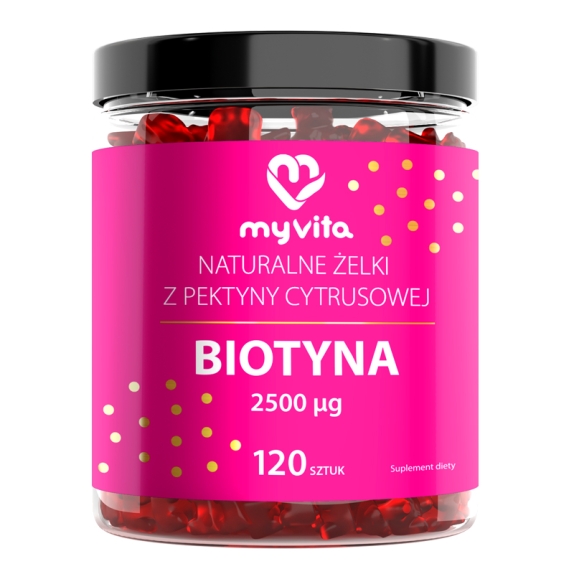 Myvita naturalne żelki biotyna 120 sztuk cena 11,74$