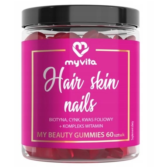 MyVita Hair Skin Nails włosy skóra paznokcie żelki 60sztuk  cena 9,42$