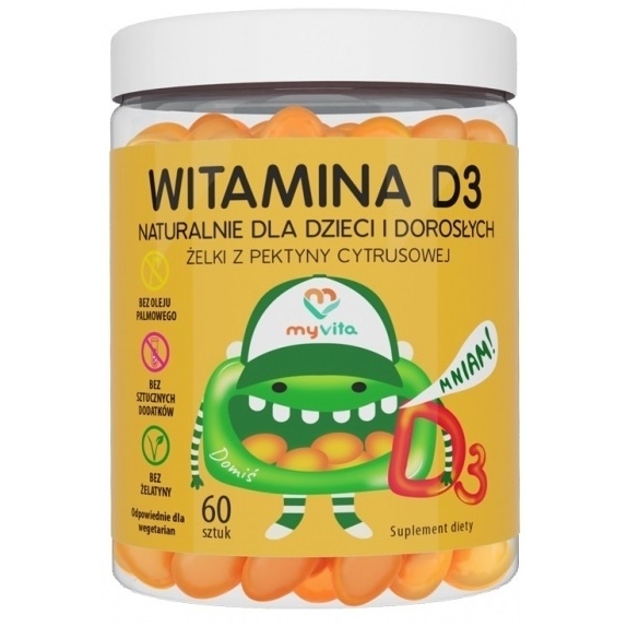 MyVita naturalne żelki dla dzieci i dorosłych witamina D3 60 sztuk  cena 29,00zł