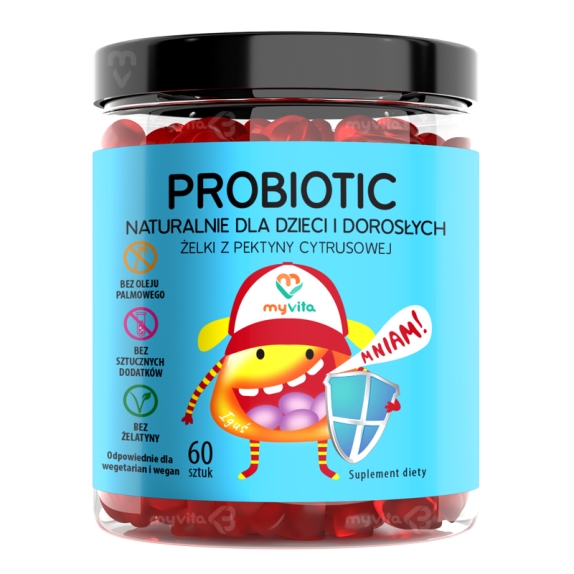 MyVita naturalne żelki dla dzieci i dorosłych probiotic 60 sztuk  cena 8,02$