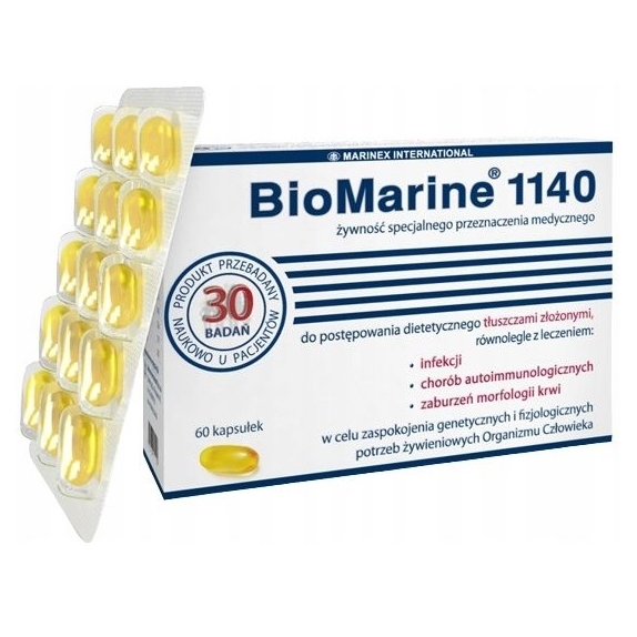 BioMarine 1140 olej z rekina 60 kapsułek Marinex cena 25,23$