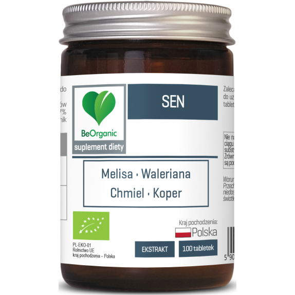 BeOrganic Tabletki wspomagające dobry sen  BIO 100 tabletek cena 12,49$