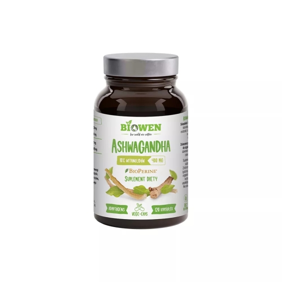 Biowen Ashwagandha ekstrakt bezglutenowa 400 mg 120 kapsułek cena €9,04