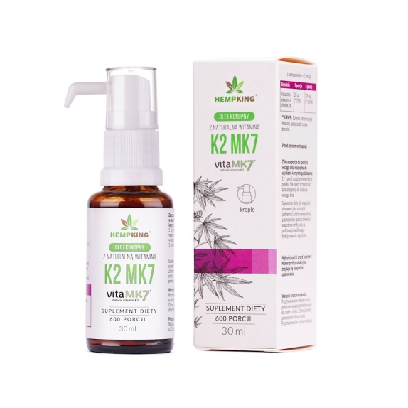 Witamina K2 MK7 w BIO oleju konopnym bezglutenowa 30 ml Hempking cena 59,99zł