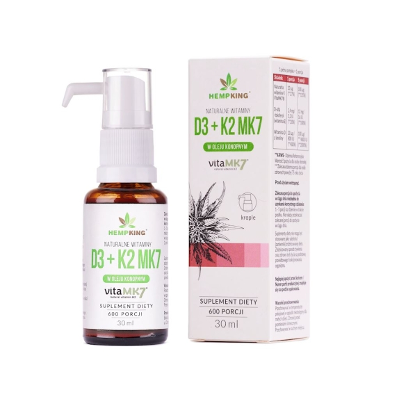 Witamina D3 + K2 MK7 w oleju konopnym 30 ml Hempking cena 17,01$