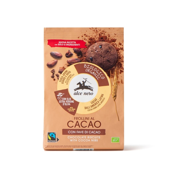 Ciastka kakaowe z ziarnami kakao fair trade 250 g BIO Alce Nero cena €3,96