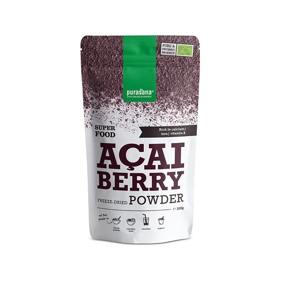 Jagody Acai Liofilizowane sproszkowane BIO 100 g Purasana cena 65,36zł