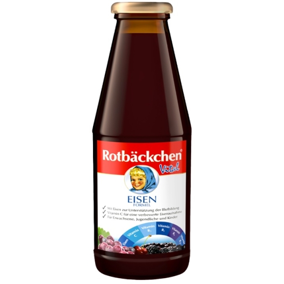 Rumiane policzki sok wieloowocowy z żelazem i witaminami C, B1, B2, B6, B12 450ml Rotbackchen  cena 29,05zł