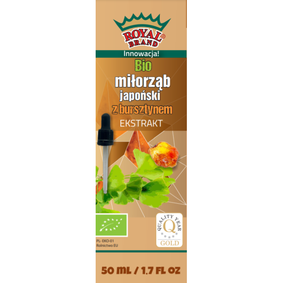 Ekstrakt z Miłorzębu japońskiego bursztynem w kroplach BIO 50ml Royal Brand cena 46,55zł