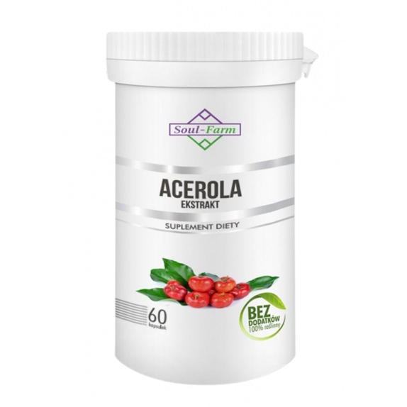 Acerola ekstrakt 600 mg 60 kapsułek Soul Farm cena 29,49zł