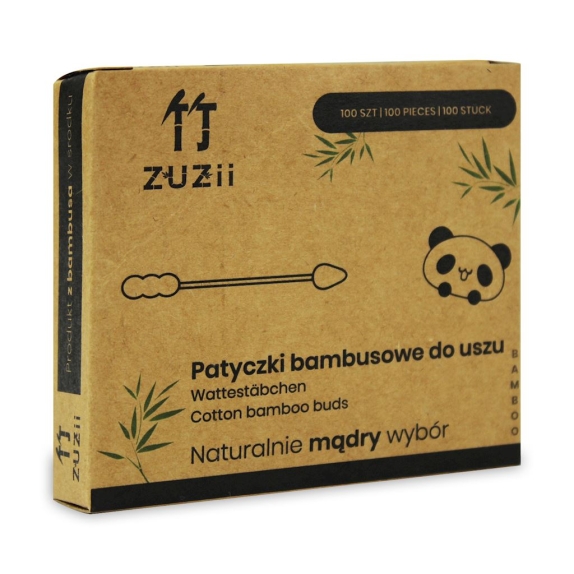 Patyczki higieniczne bambusowe z bawełną (bałwanek-szpic) 100 sztuk Zuzii cena 4,59zł
