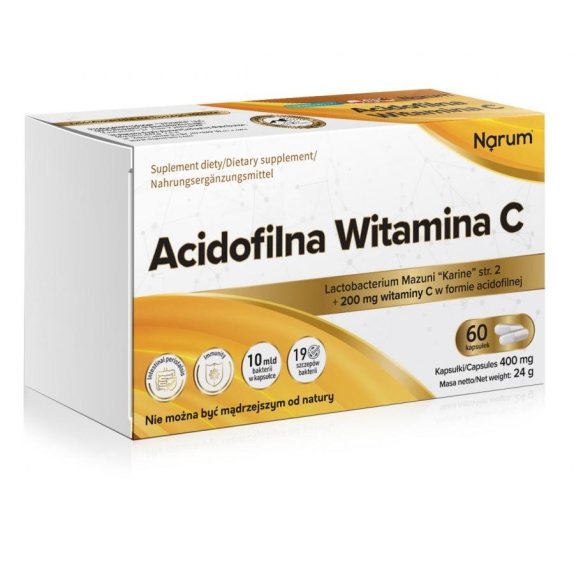 Narum Acidofilina Witamina C 60kapsułek Vitaway LLC cena 22,38$
