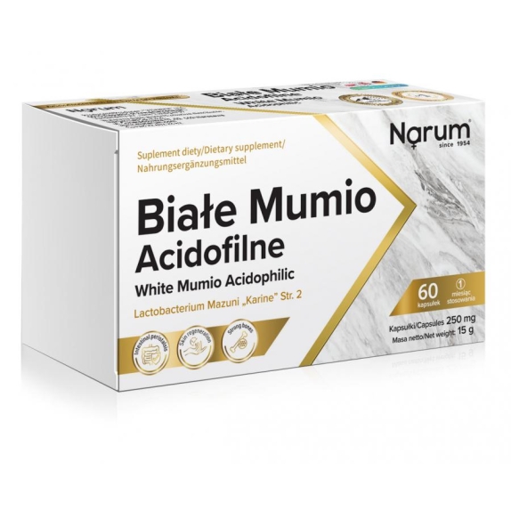 Narum Białe Mumio Acidofilne 250mg 60 kapsułek cena €31,48