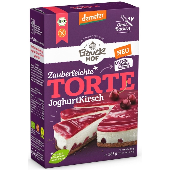 Mieszanka na ciasto jogurtowo-wiśniowe bez pieczenia bezglutenowe Demeter BIO 365 g Bauck Hof cena 13,65zł